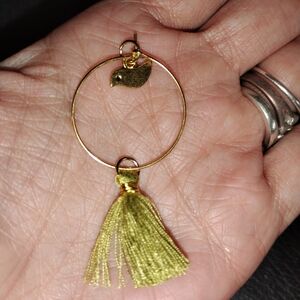 Charming Goldtoned Bird Hoop Earrings with Tassel
